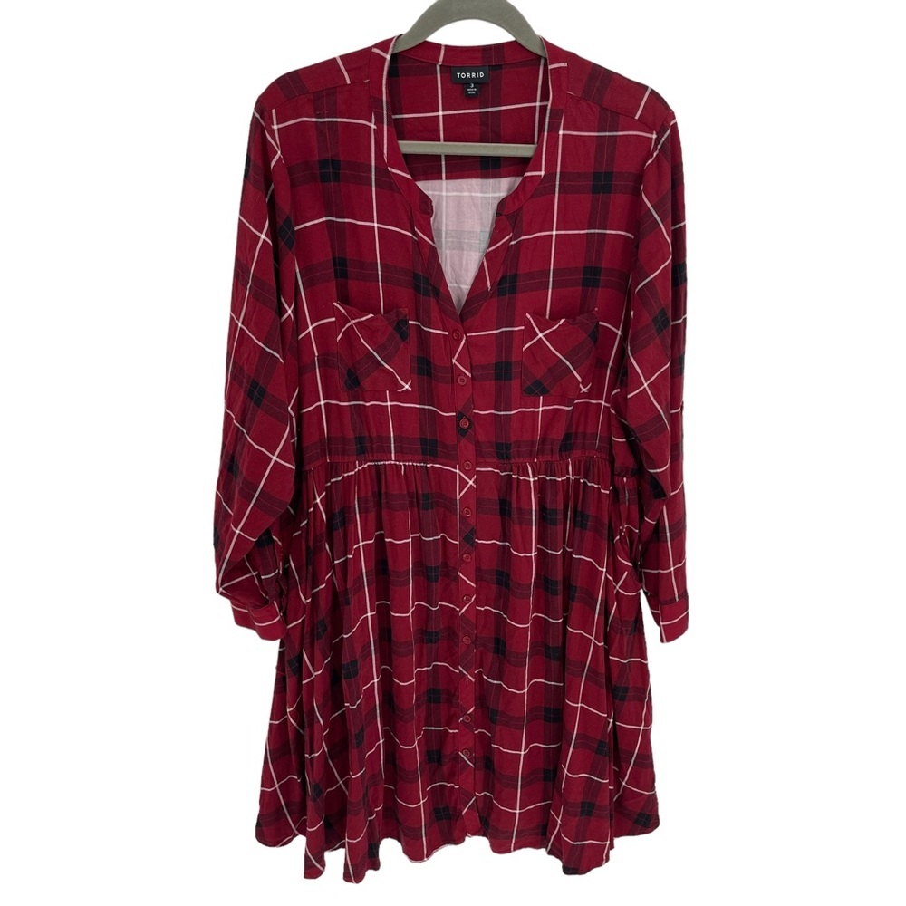 torrid Red Plaid Button-Front Midi Dress